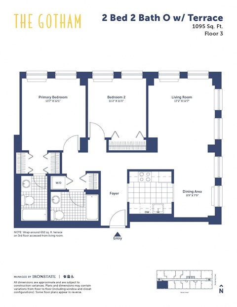 the gotham 2 bed 2 bath floor plan